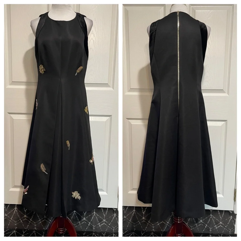 Ted Baker FLLORAA EMBELLISHED MIDI DRESS - BLACK